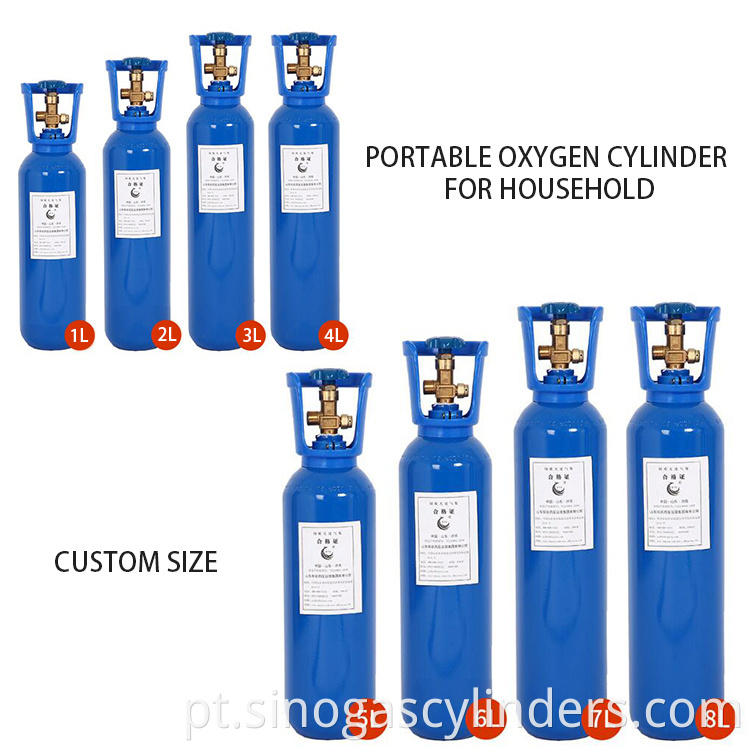 2L Portable Steel Oxygen Cylinder